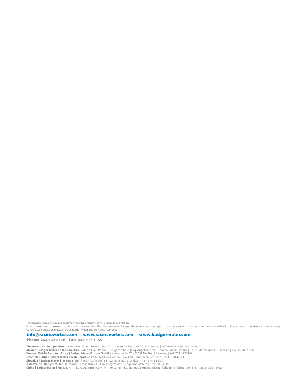 Badger Meter Vortex Meters User Manual | Page 32 / 32