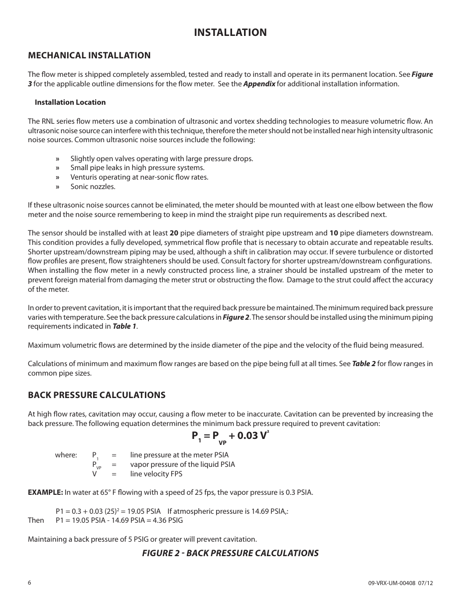Installation, 03 v | Badger Meter Vortex Meters User Manual | Page 6 / 32