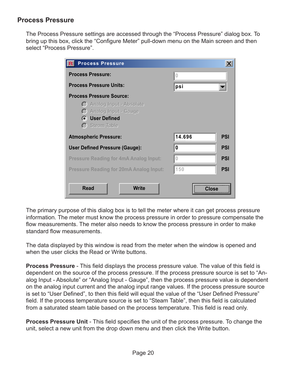 Process pressure | Badger Meter Vortex Meters User Manual | Page 22 / 47