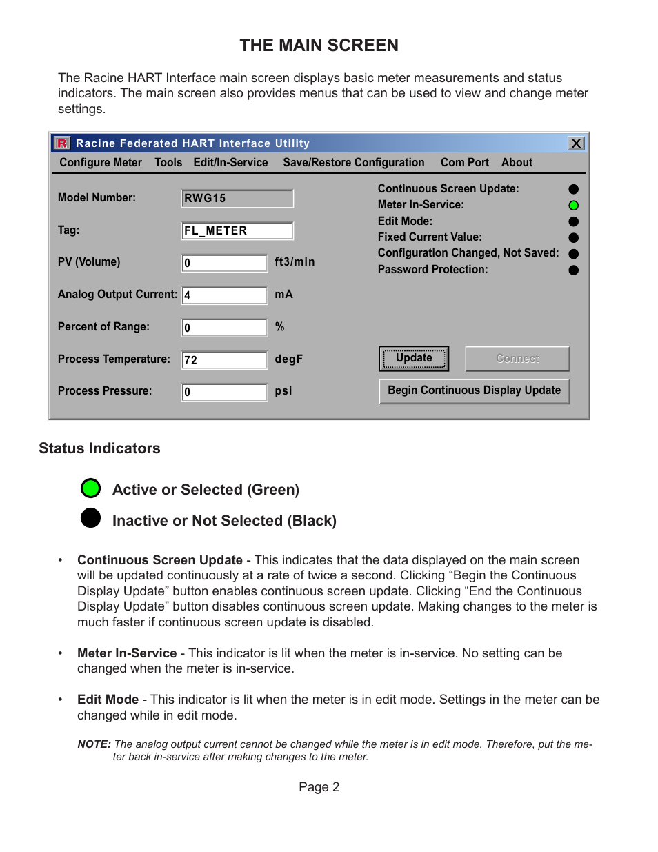 The main screen | Badger Meter Vortex Meters User Manual | Page 4 / 47