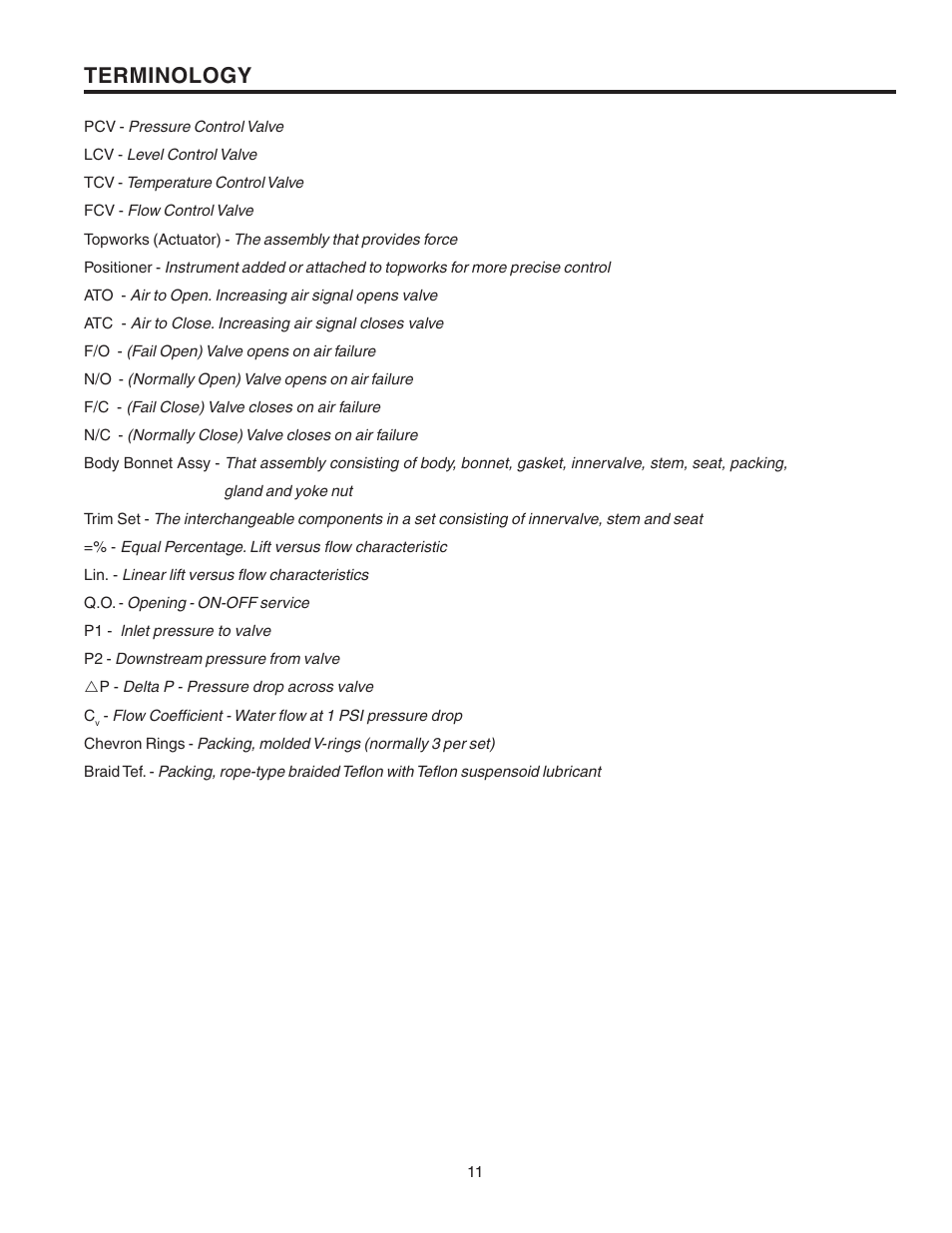 Terminology | Badger Meter Research Control Valve User Manual | Page 13 / 16