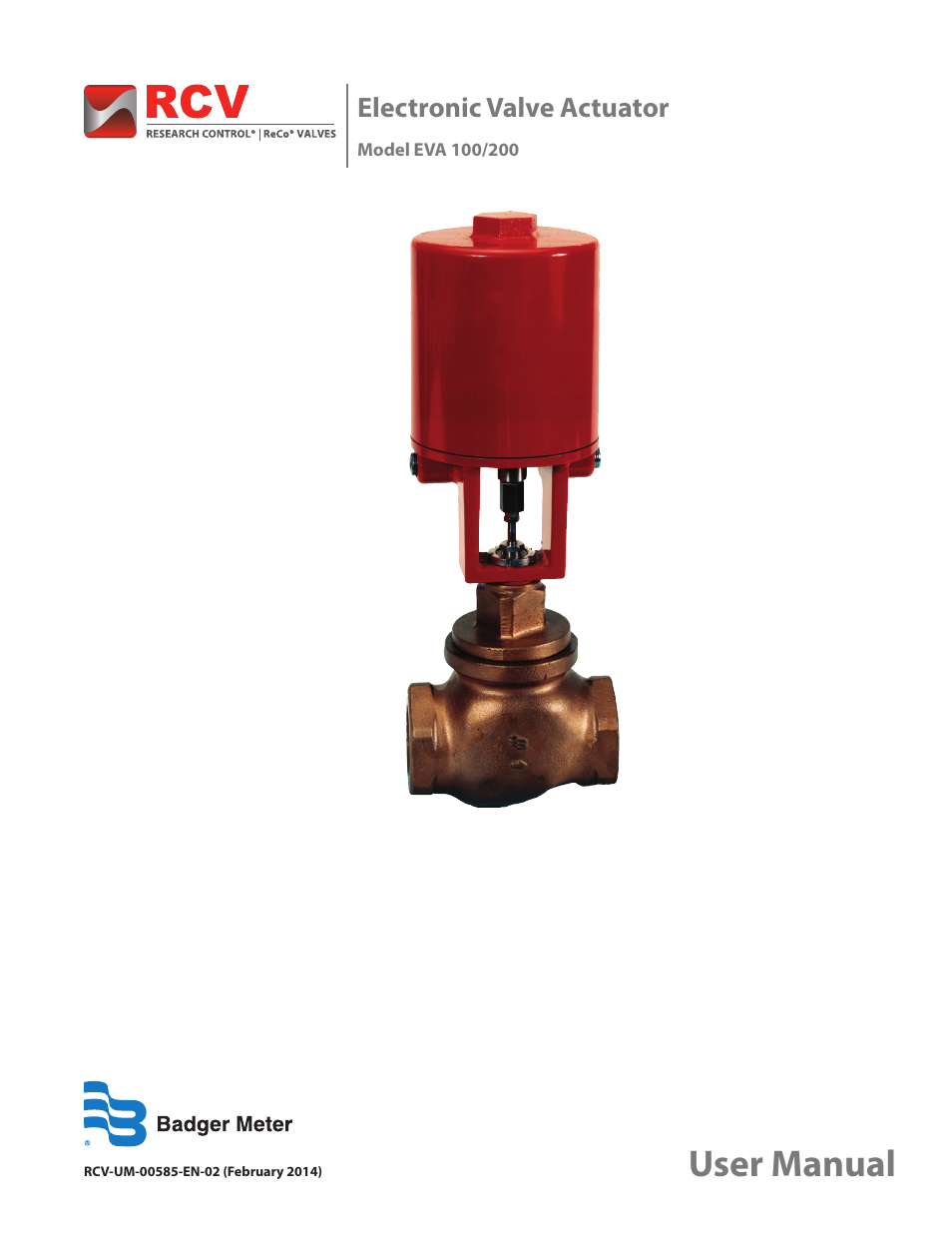 Badger Meter Research Control Valve User Manual | 12 pages