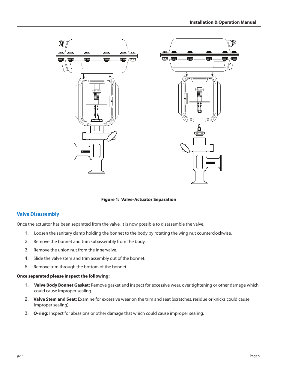 Valve disassembly | Badger Meter Sanitary Valve User Manual | Page 9 / 16