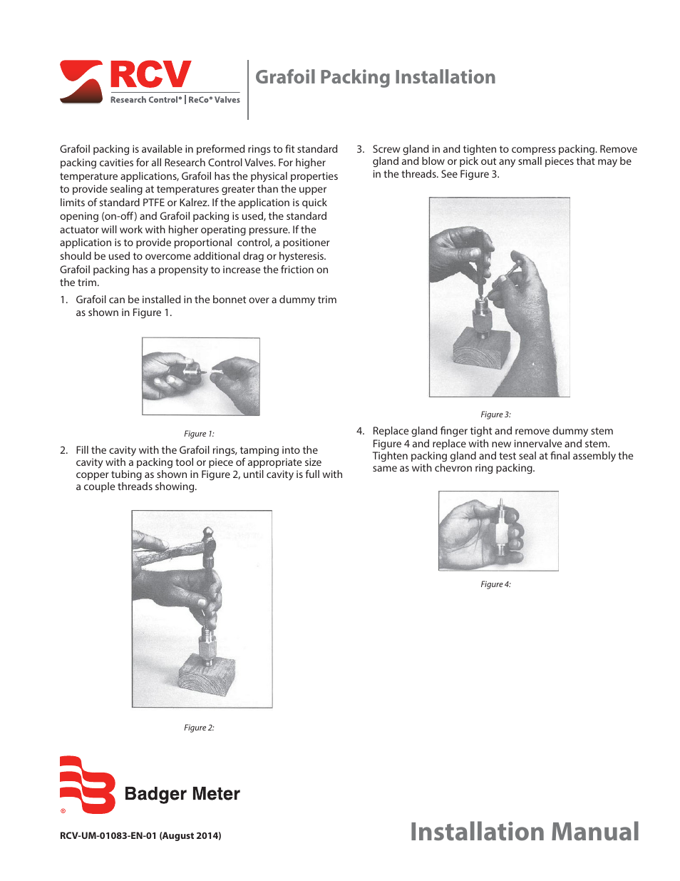 Badger Meter Research Control Valve User Manual | 2 pages