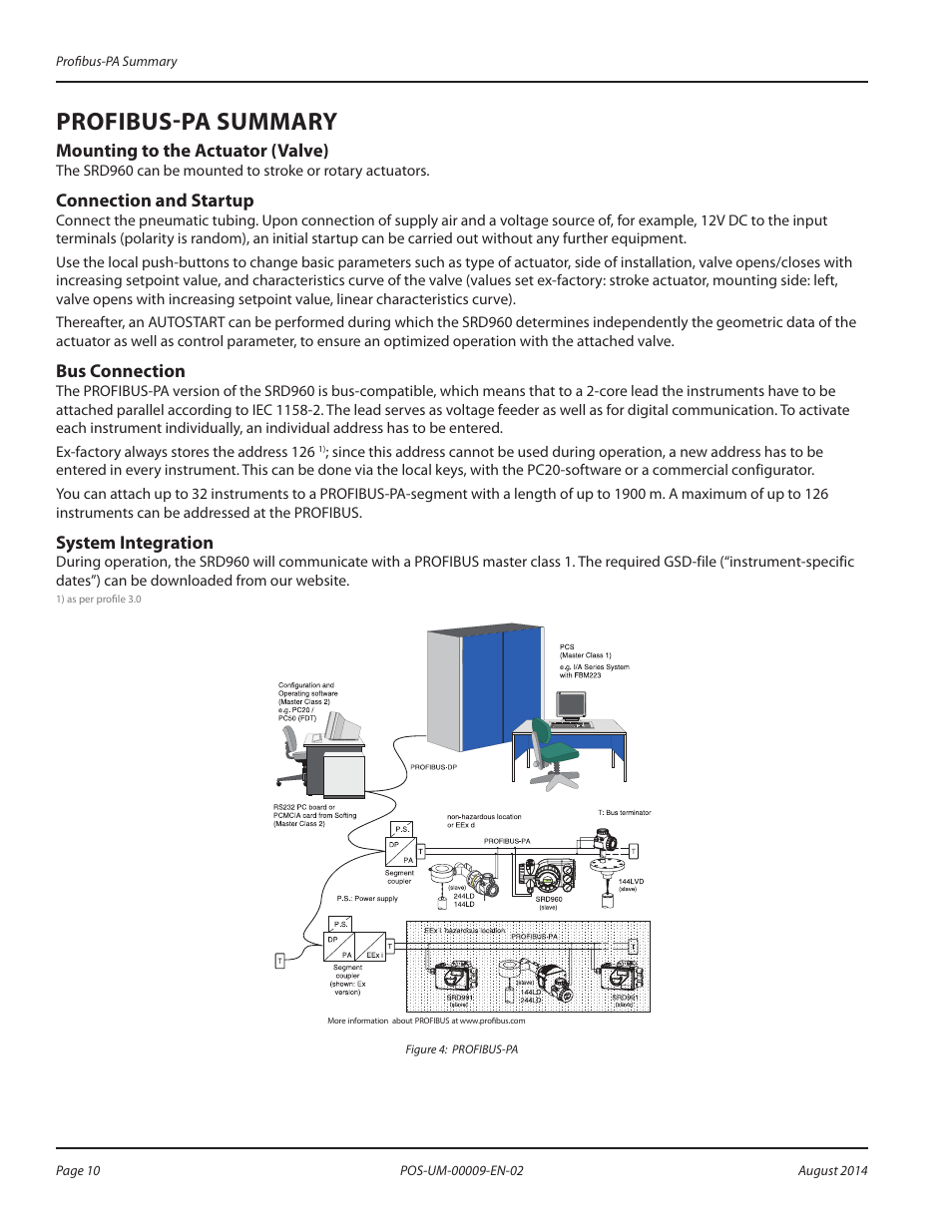 Profibus-pa summary, Mounting to the actuator (valve), Connection and startup | Bus connection, System integration, Profibus-pa summary 10 | Badger Meter SRD/SRI Valve Positioners User Manual | Page 10 / 72