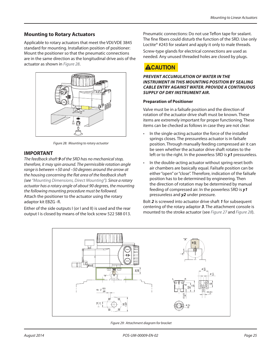 Mounting to rotary actuators, Mounting to rotary actuators 25 | Badger Meter SRD/SRI Valve Positioners User Manual | Page 25 / 72