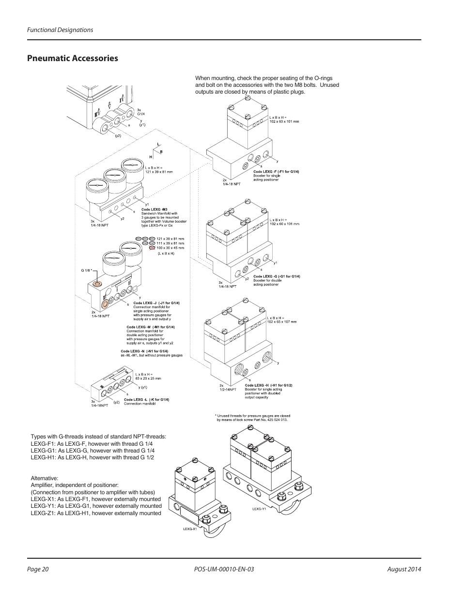 Pneumatic accessories, Pneumatic accessories 20 | Badger Meter SRD/SRI Valve Positioners User Manual | Page 20 / 84
