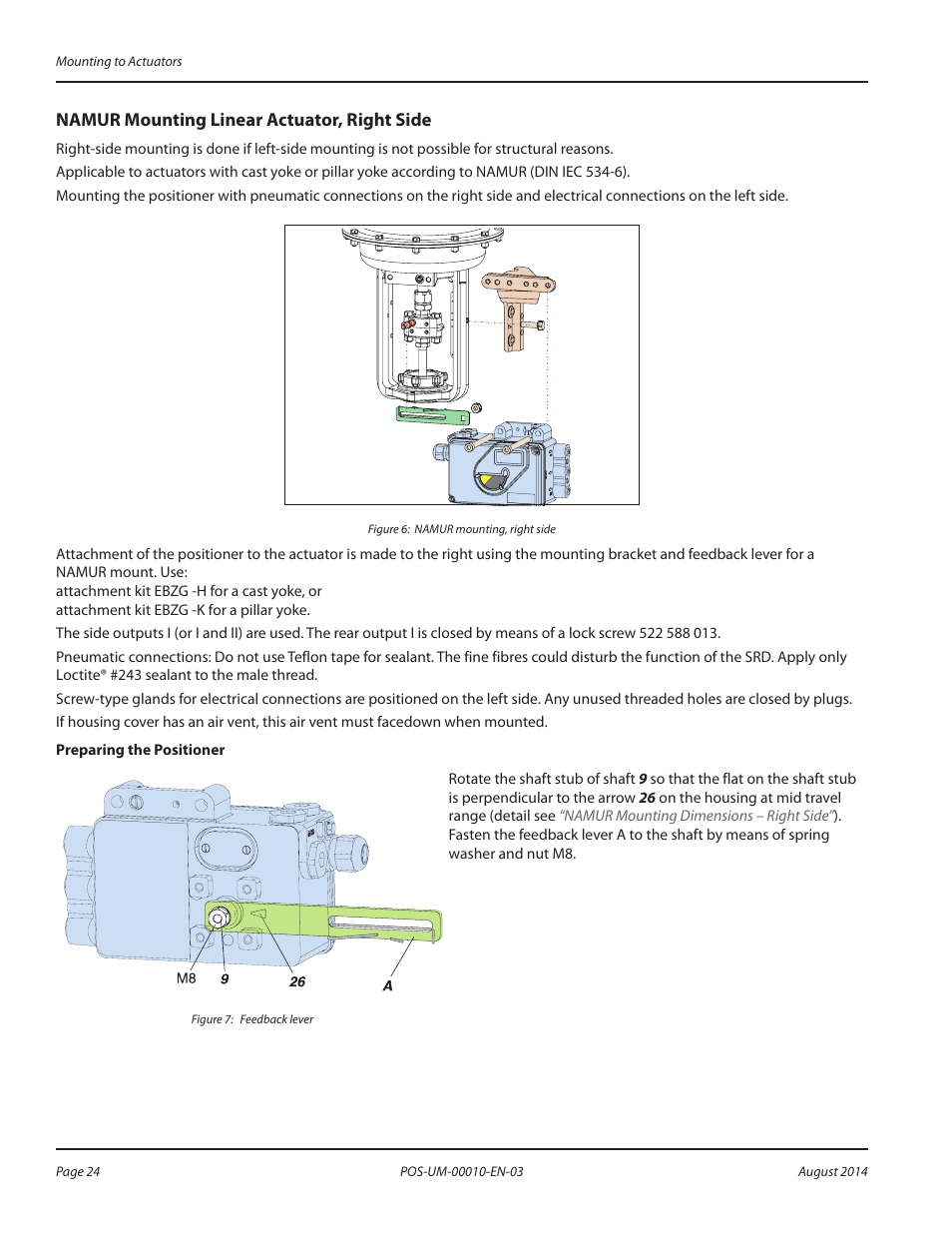 Namur mounting linear actuator, right side, Namur mounting linear actuator, right side 24 | Badger Meter SRD/SRI Valve Positioners User Manual | Page 24 / 84