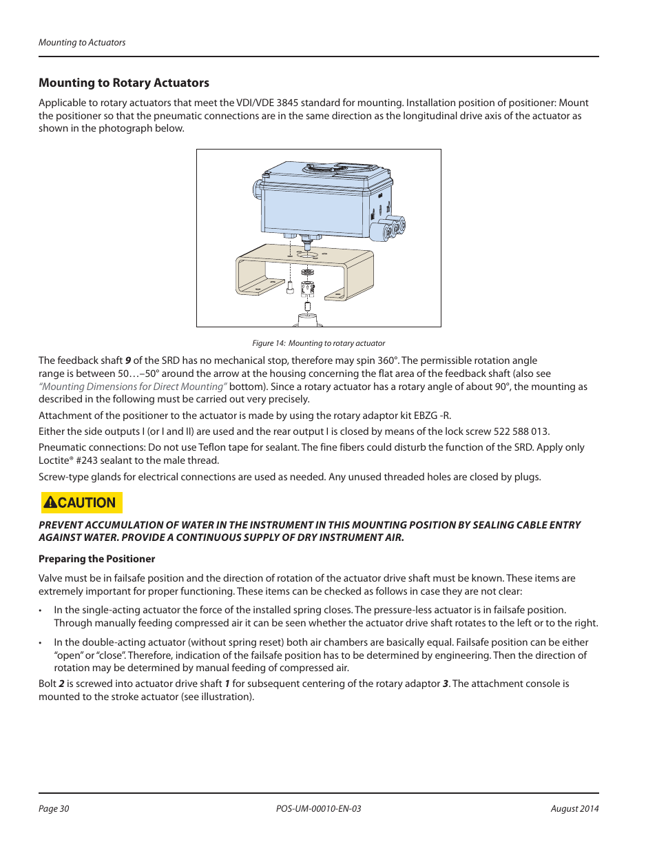 Mounting to rotary actuators, Mounting to rotary actuators 30 | Badger Meter SRD/SRI Valve Positioners User Manual | Page 30 / 84