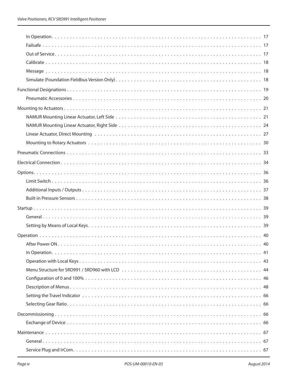 Badger Meter SRD/SRI Valve Positioners User Manual | Page 4 / 84