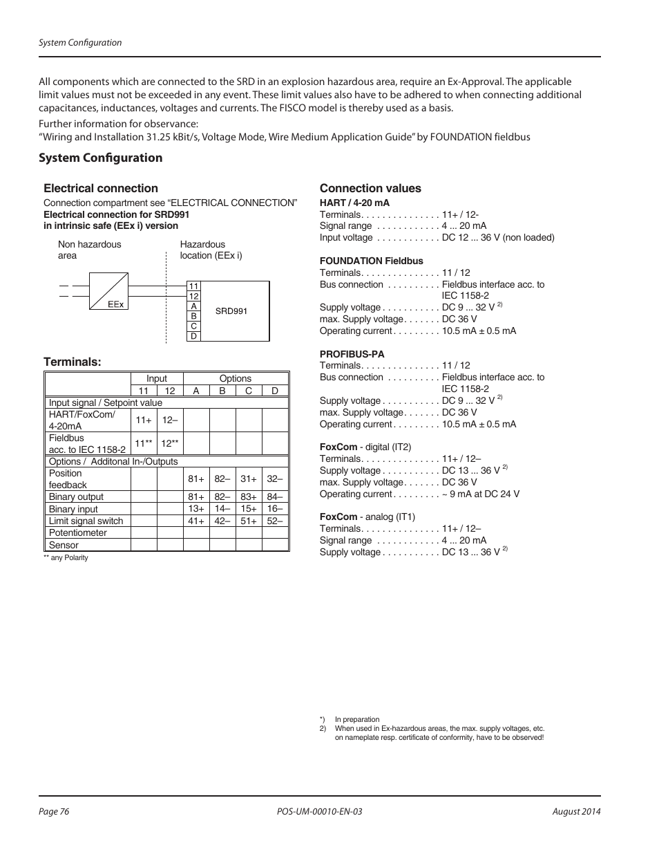 With communication foundation fieldbus, With communication foundation fieldbus 76, System configuration | Badger Meter SRD/SRI Valve Positioners User Manual | Page 76 / 84