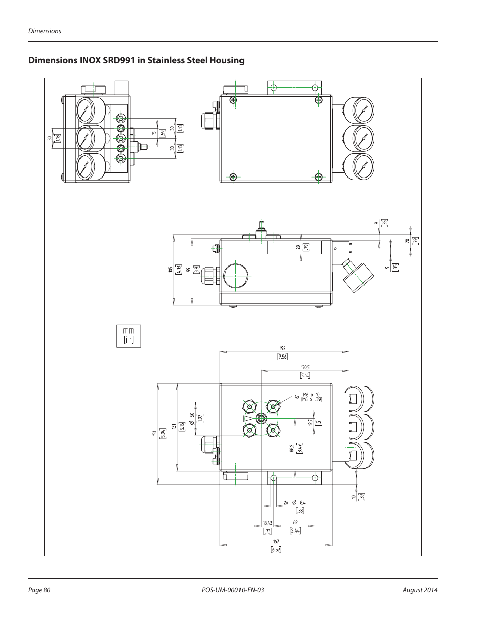 Dimensions, Dimensions 80 | Badger Meter SRD/SRI Valve Positioners User Manual | Page 80 / 84