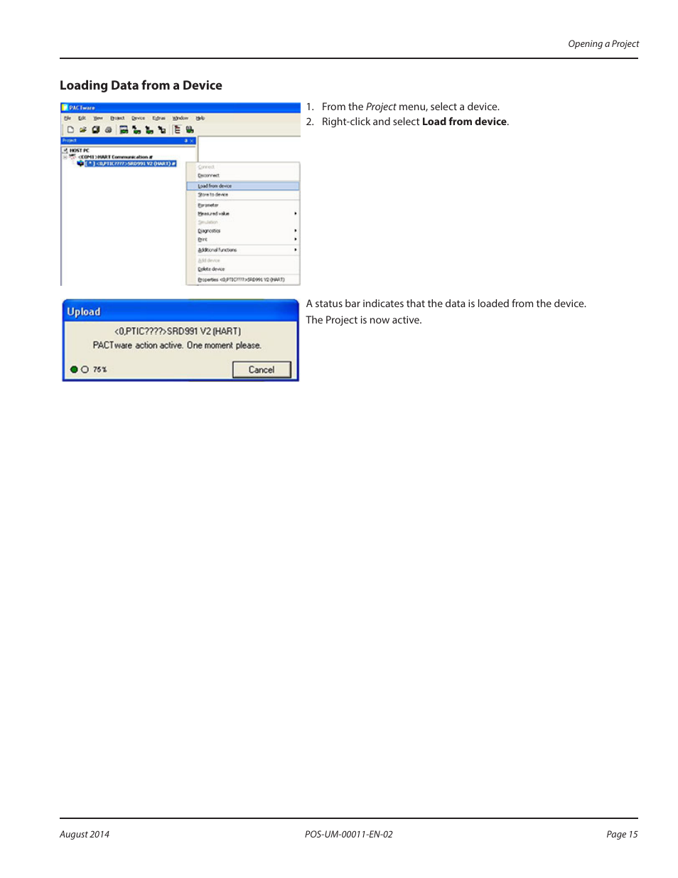Loading data from a device | Badger Meter SRD/SRI Valve Positioners User Manual | Page 15 / 100