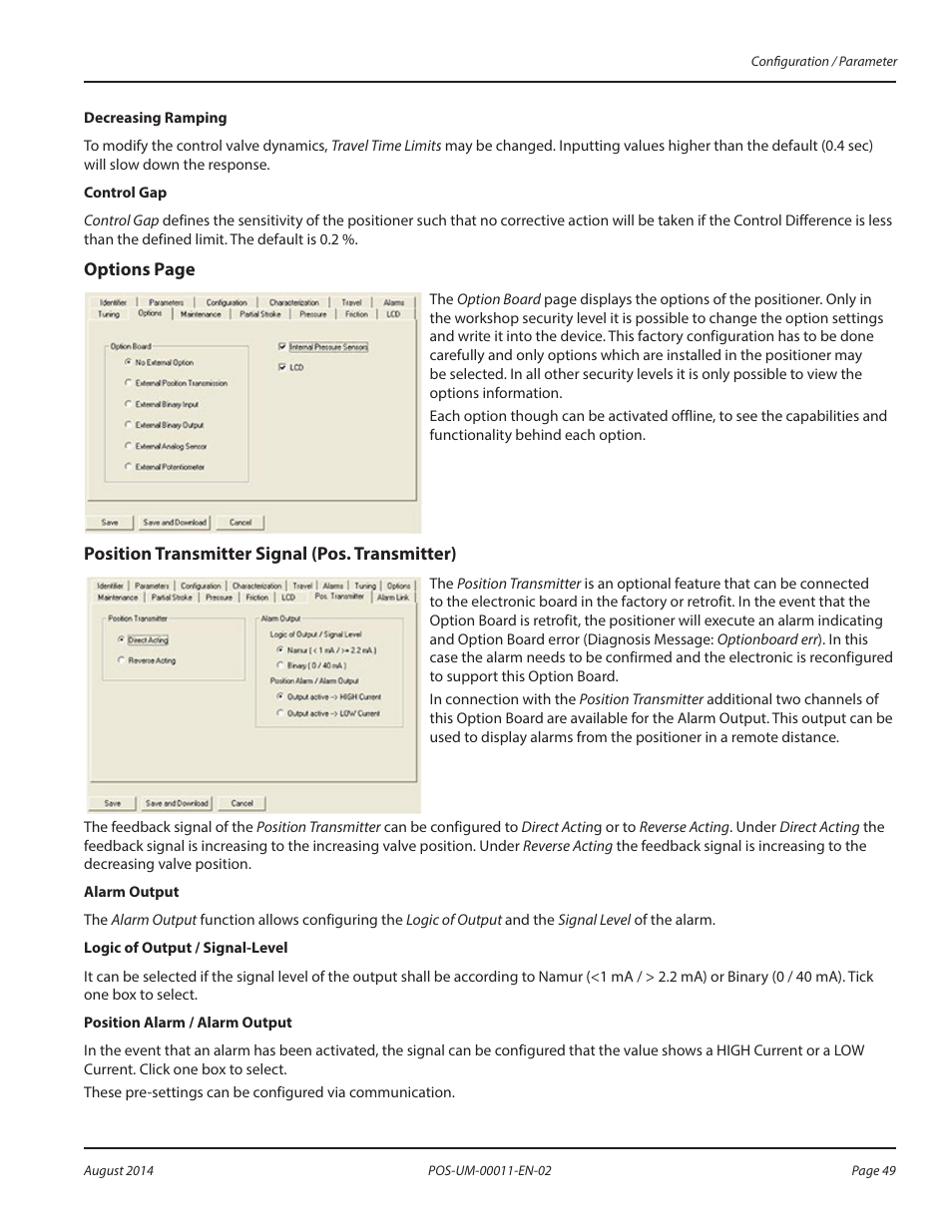 Position transmitter signal (pos. transmitter) | Badger Meter SRD/SRI Valve Positioners User Manual | Page 49 / 100