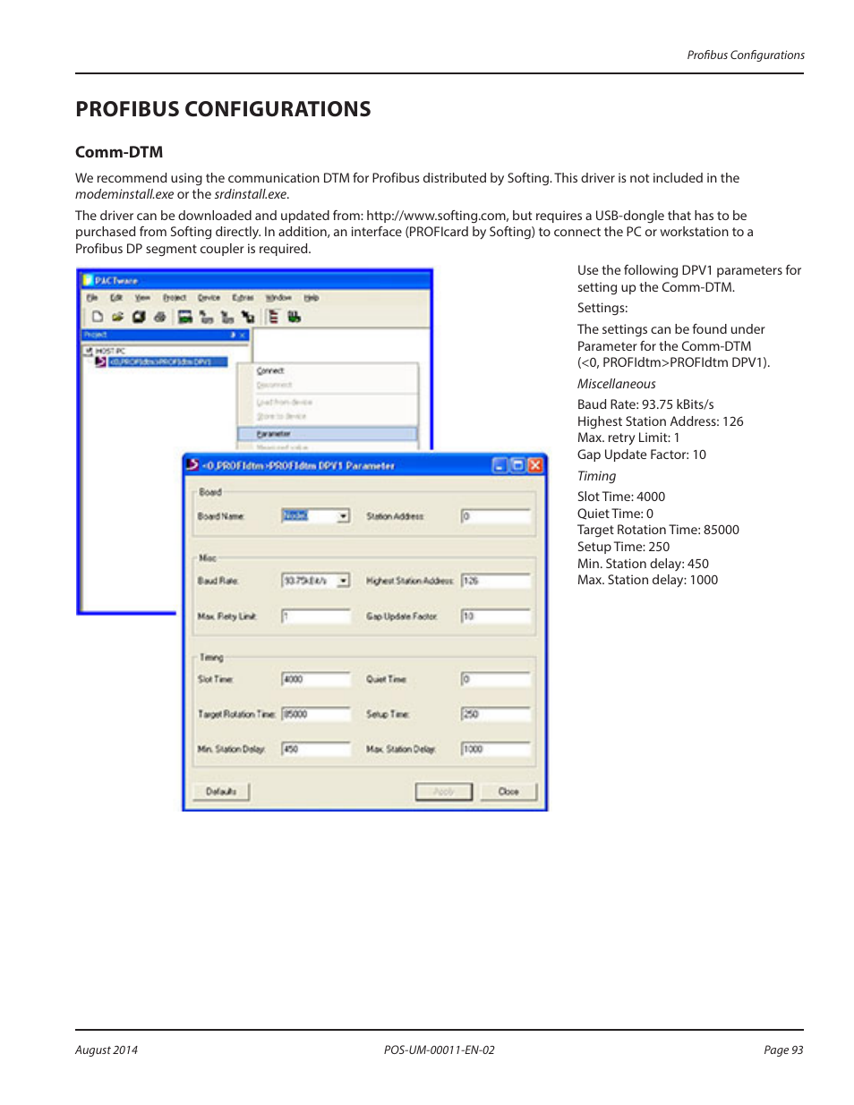 Profibus configurations, Comm-dtm | Badger Meter SRD/SRI Valve Positioners User Manual | Page 93 / 100