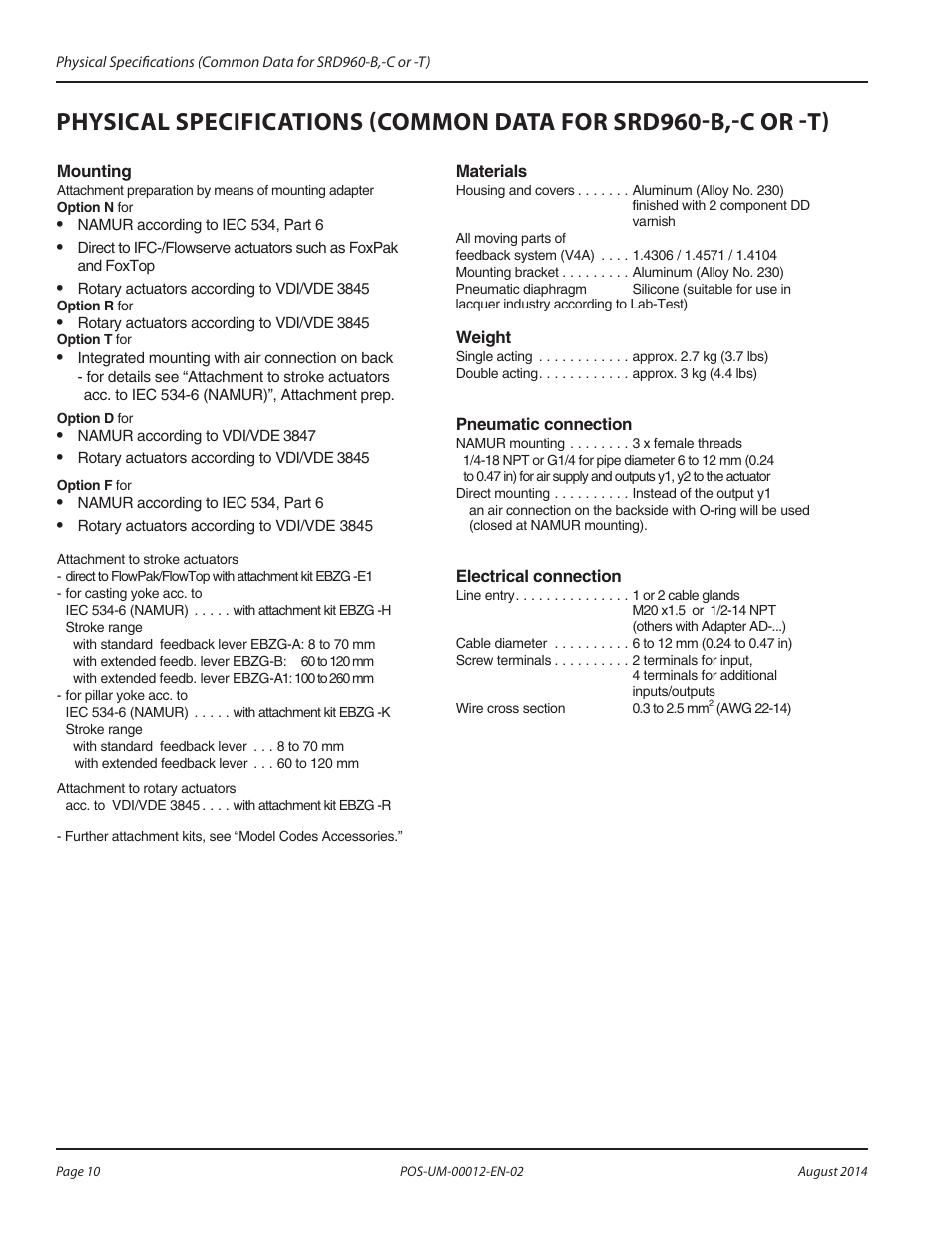 Badger Meter SRD/SRI Valve Positioners User Manual | Page 10 / 32