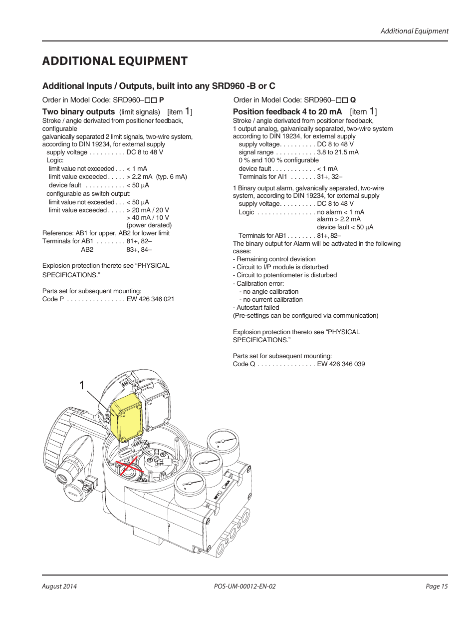 Additional equipment, Additional equipment 15 | Badger Meter SRD/SRI Valve Positioners User Manual | Page 15 / 32