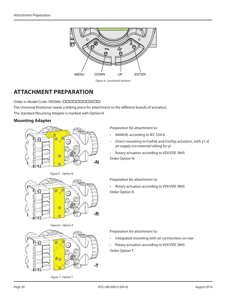 Attachment preparation, Mounting adapter, Attachment preparation 20 | Mounting adapter 20 | Badger Meter SRD/SRI Valve Positioners User Manual | Page 20 / 32