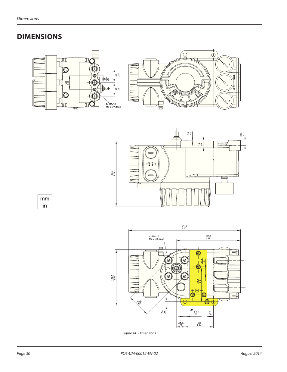 Dimensions, Dimensions 30 | Badger Meter SRD/SRI Valve Positioners User Manual | Page 30 / 32