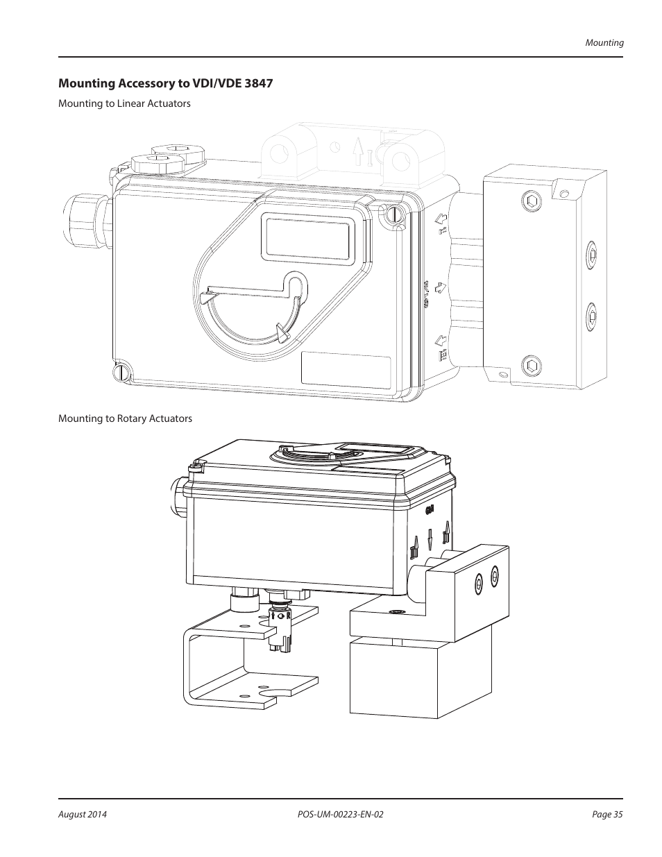 Mounting accessory to vdi/vde 3847, Mounting accessory to vdi/vde 3847 35 | Badger Meter SRD/SRI Valve Positioners User Manual | Page 35 / 40
