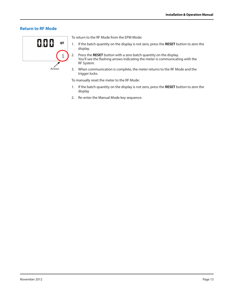 Return to rf mode | Badger Meter Fluid Management System User Manual | Page 13 / 28