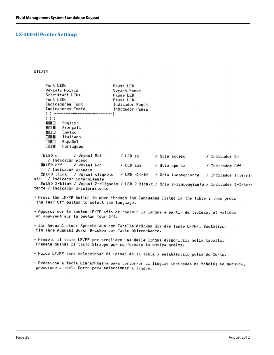 Lx-300+ii printer settings, Lx-300+ii printer settings 28 | Badger Meter Fluid Management System User Manual | Page 28 / 32