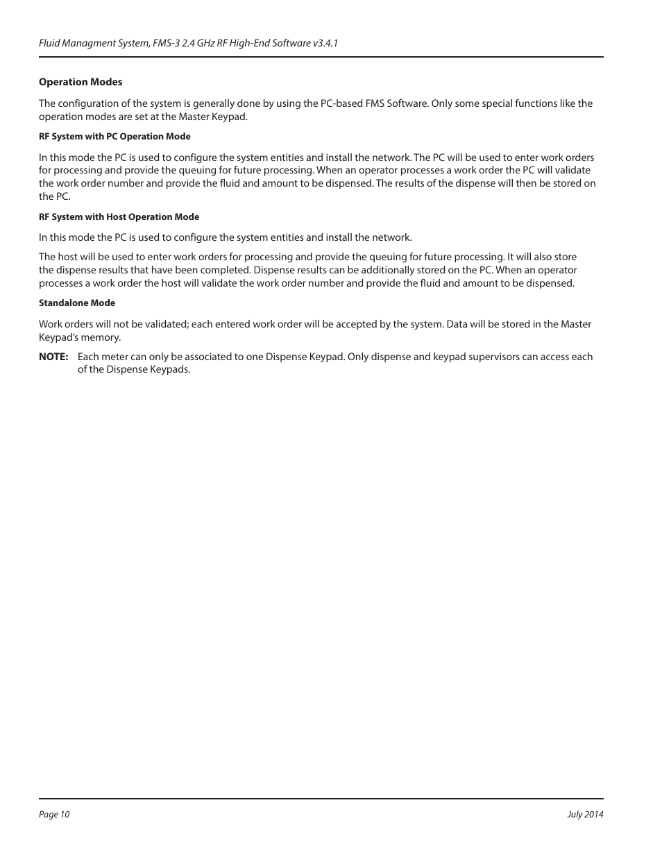Operation modes | Badger Meter Fluid Management System User Manual | Page 10 / 60