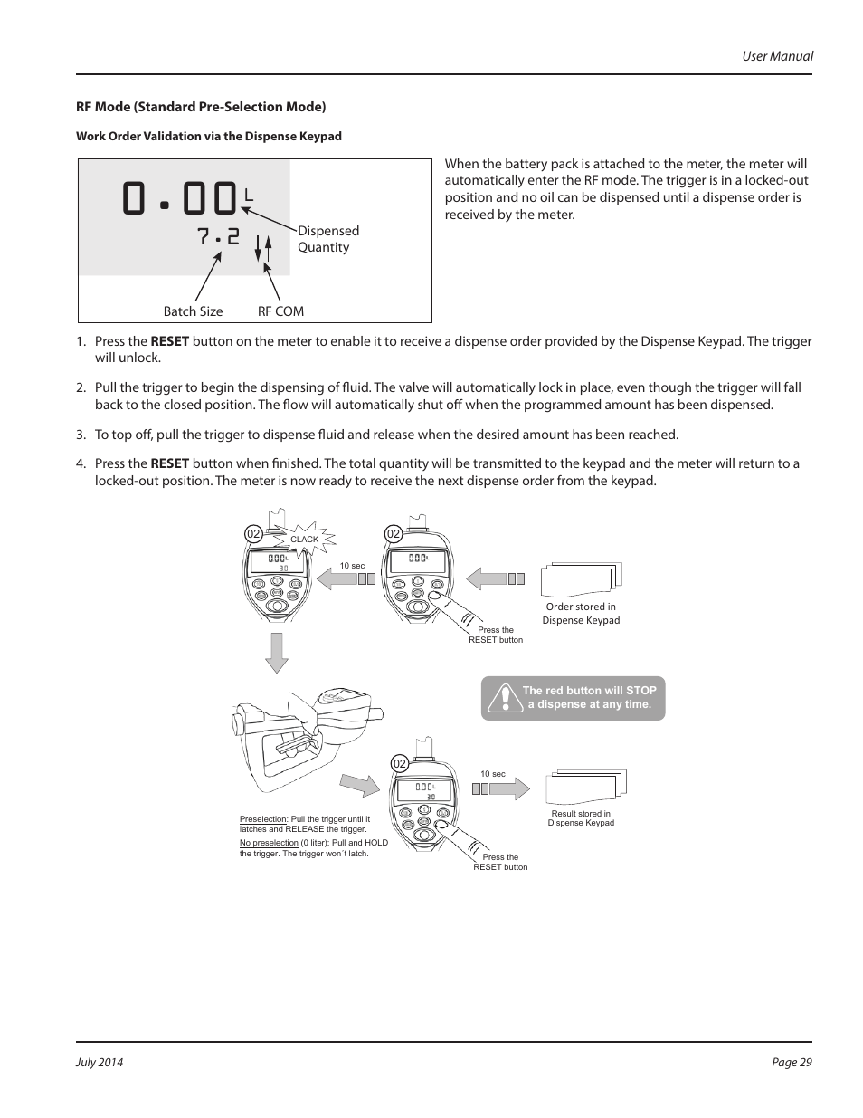 Rf mode (standard pre-selection mode) | Badger Meter Fluid Management System User Manual | Page 29 / 60