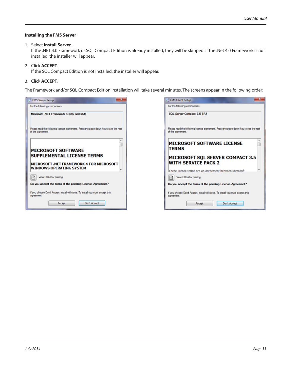 Installing the fms server | Badger Meter Fluid Management System User Manual | Page 33 / 60