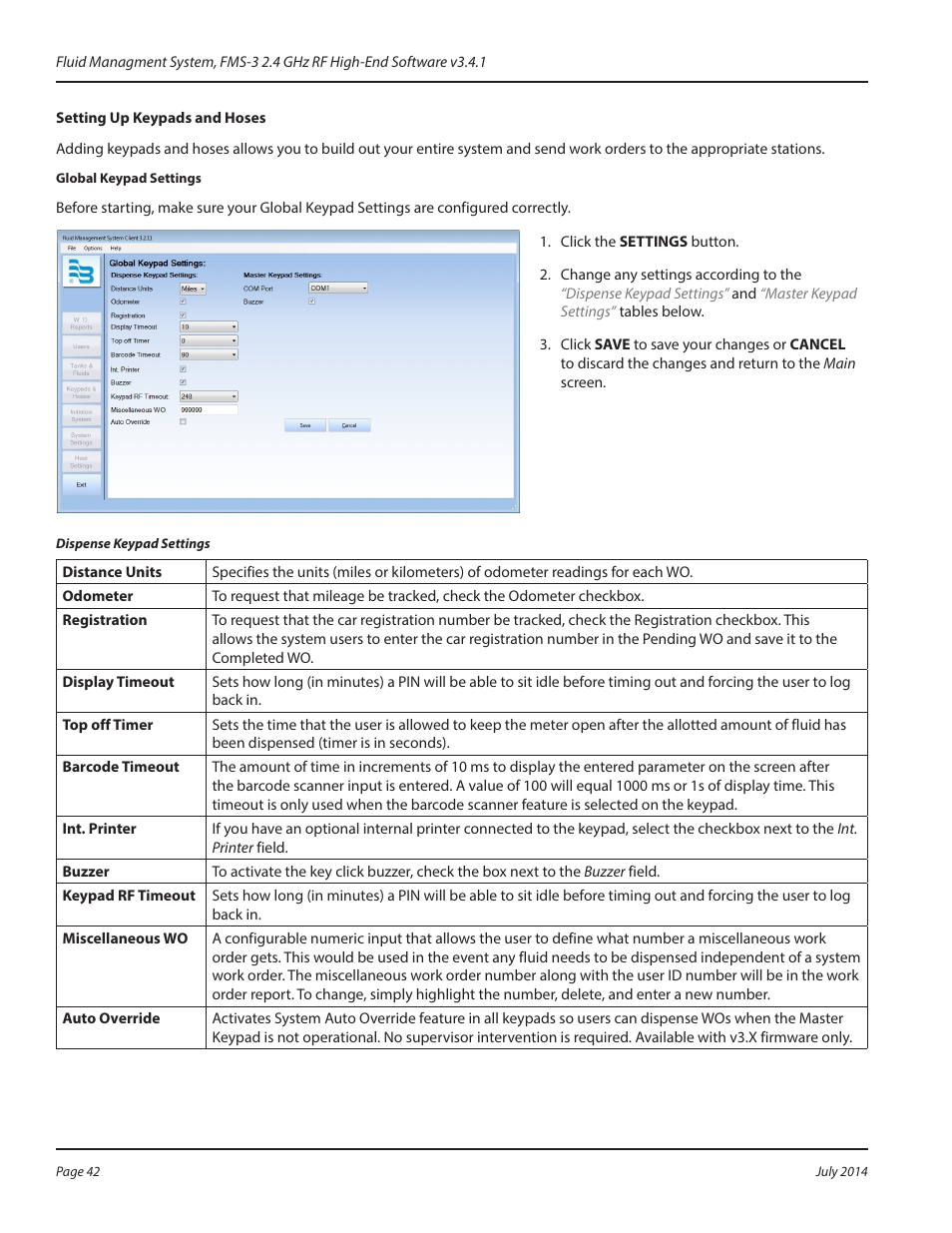 Setting up keypads and hoses | Badger Meter Fluid Management System User Manual | Page 42 / 60