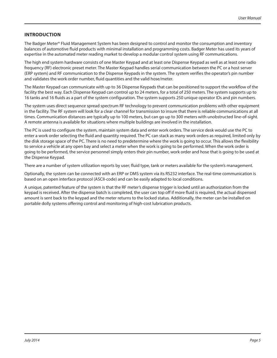 Introduction | Badger Meter Fluid Management System User Manual | Page 5 / 60