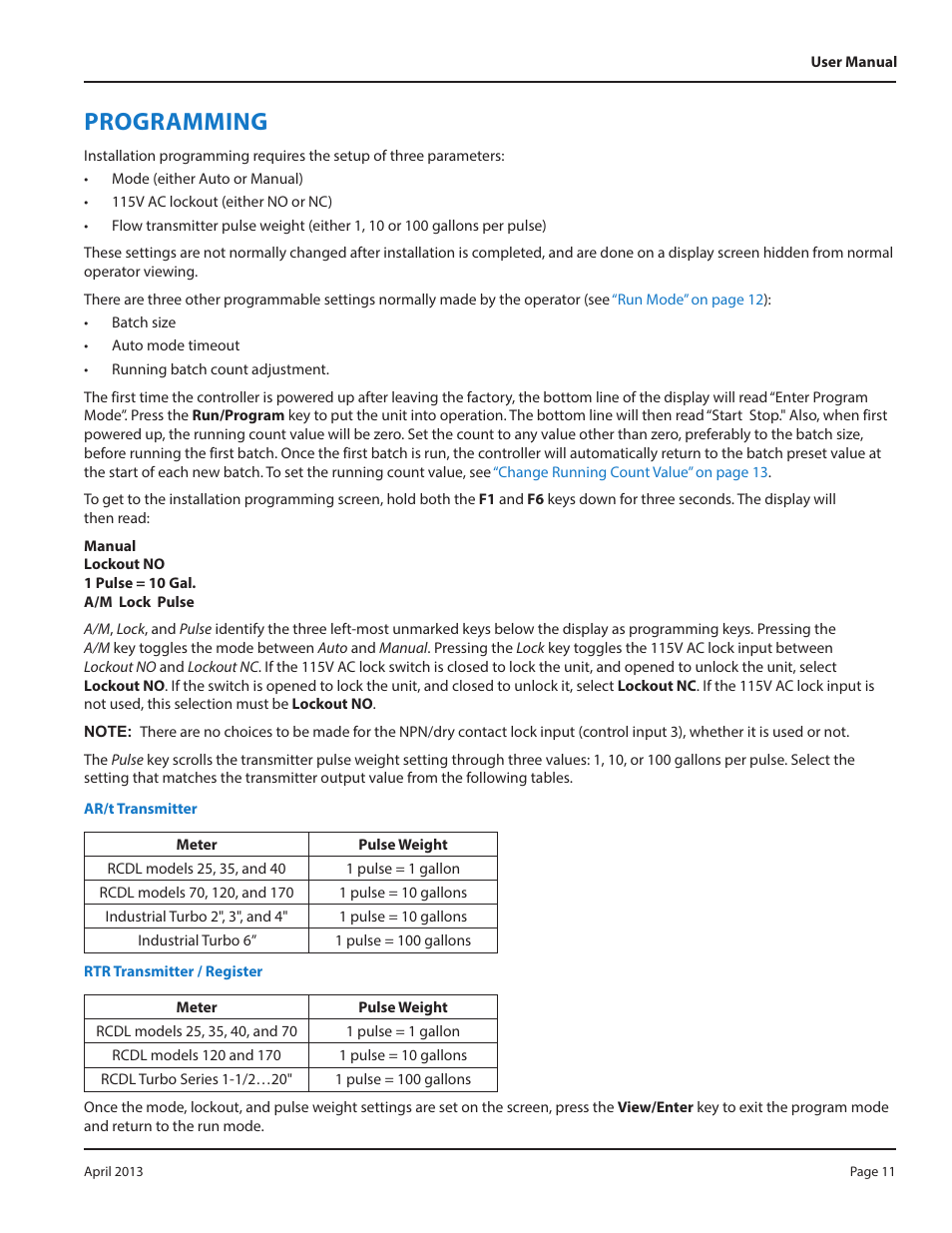 Programming | Badger Meter Water Conditioning User Manual | Page 11 / 16