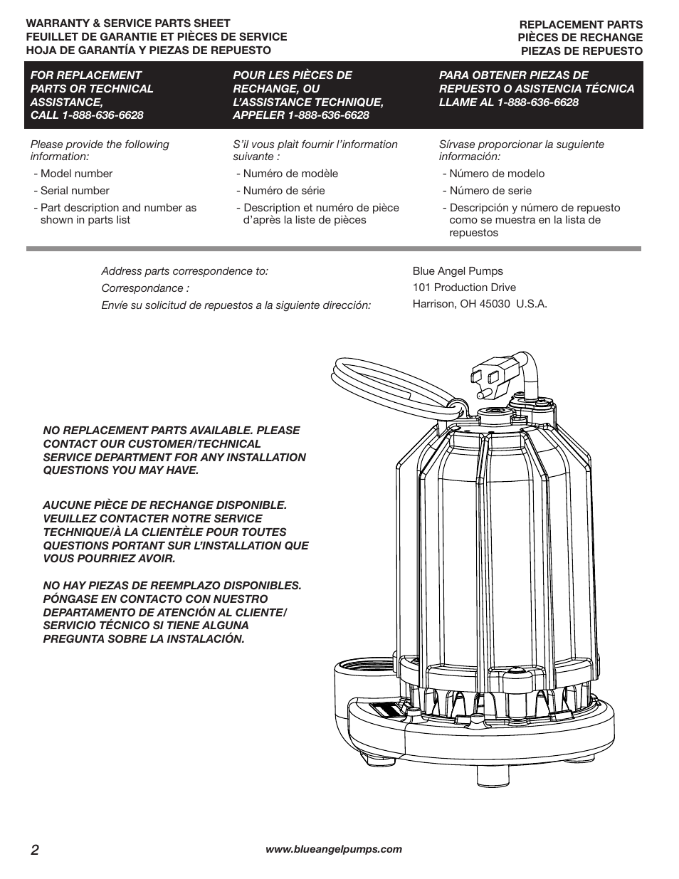 Blue Angel Pumps TEF50M User Manual | Page 2 / 4