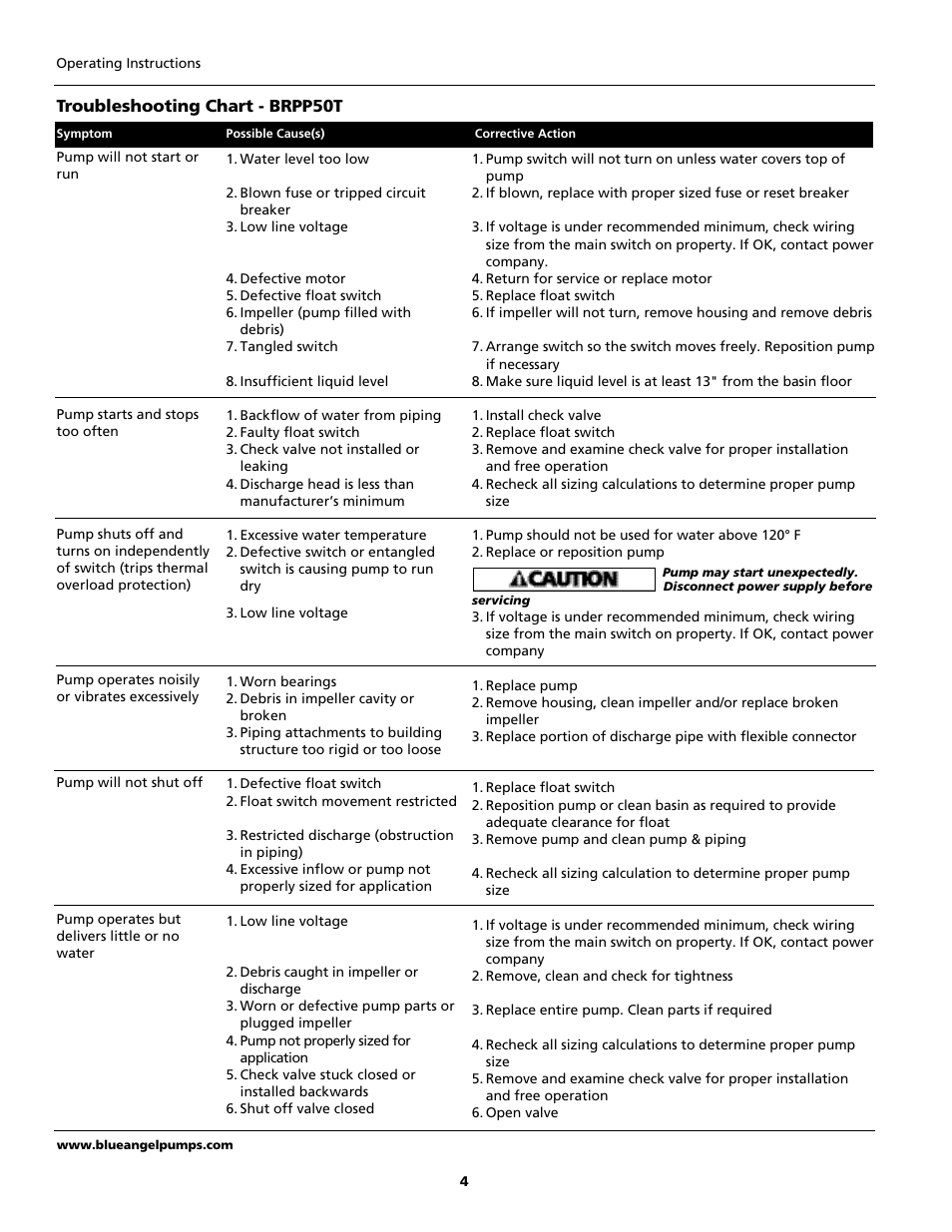 Blue Angel Pumps BCAPRPP50 User Manual | Page 4 / 20