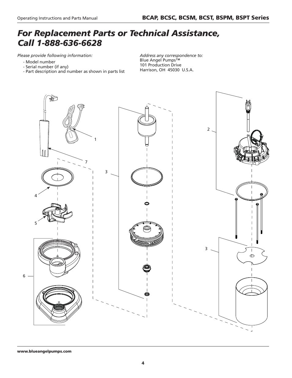 Blue Angel Pumps BCST50 User Manual | Page 4 / 20