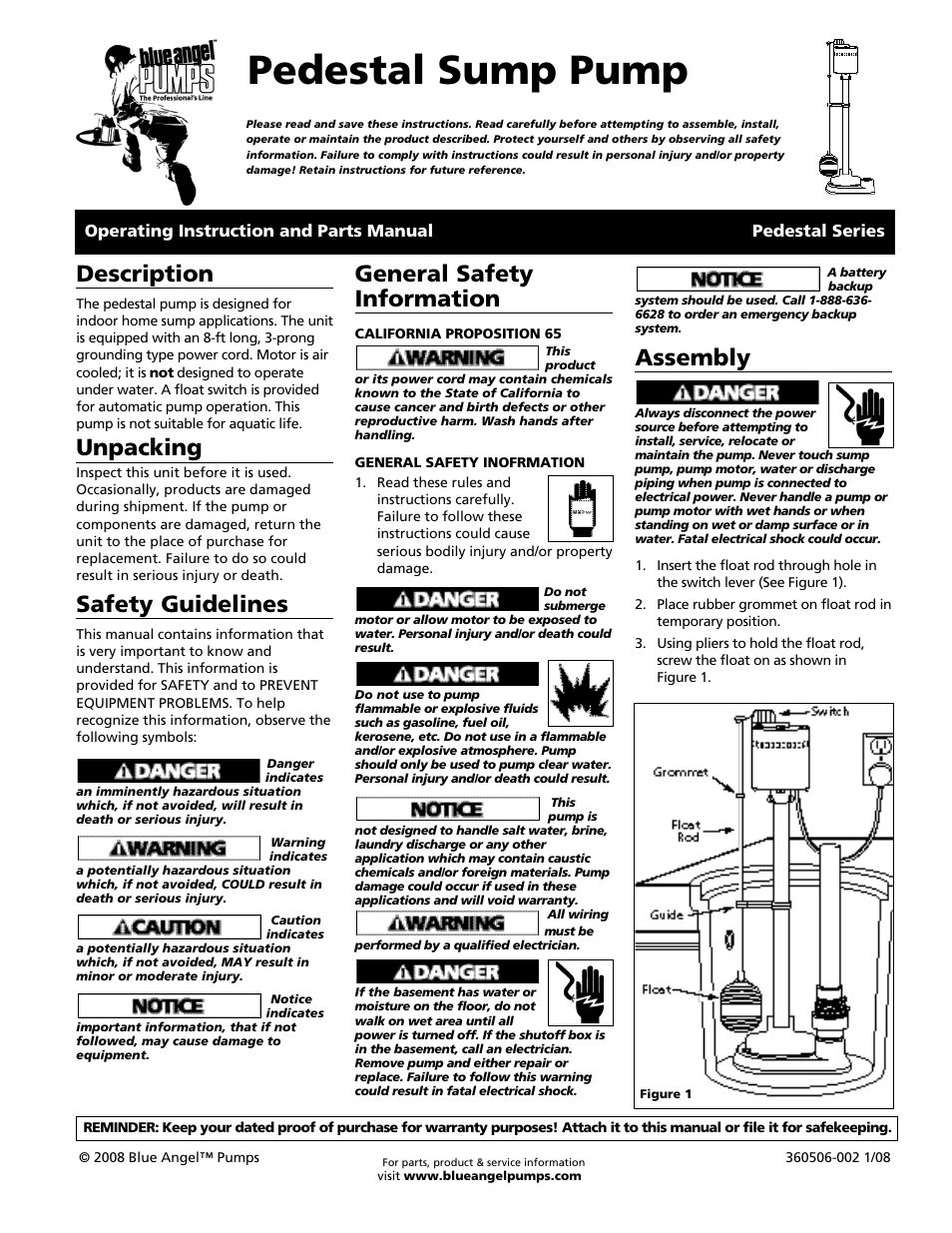 Blue Angel Pumps CBP33 User Manual | 12 pages