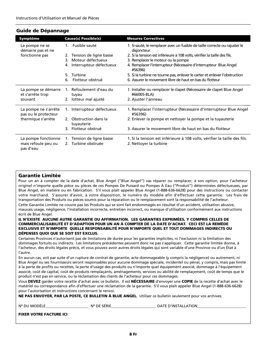 Blue Angel Pumps CBP33 User Manual | Page 8 / 12