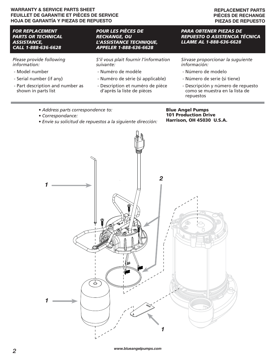 Blue Angel Pumps BSSF25 User Manual | Page 2 / 4