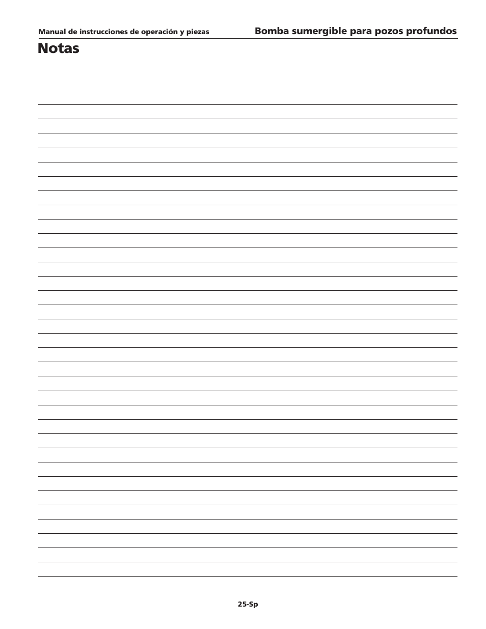 Notas | Blue Angel Pumps TB100S10-2 User Manual | Page 25 / 28