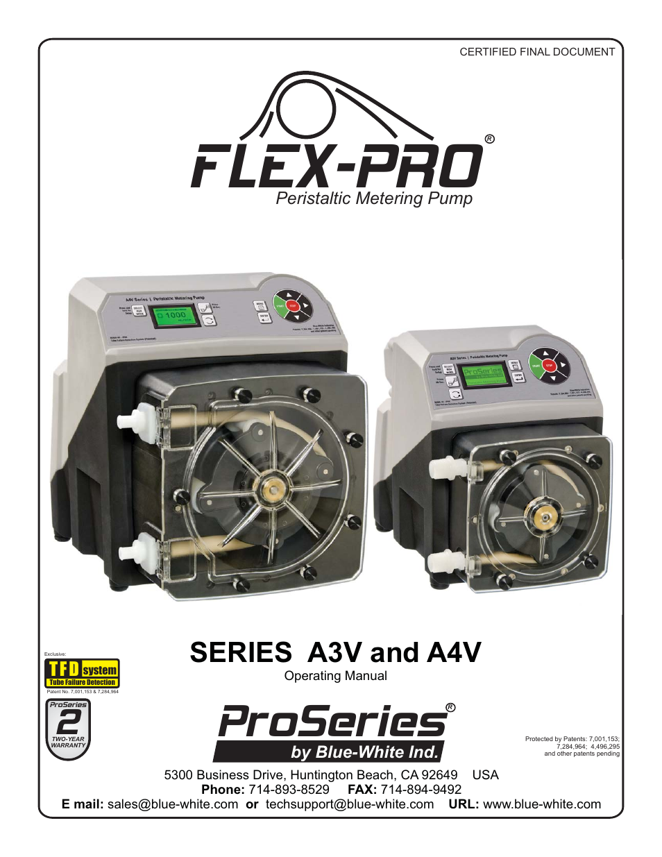 Blue-White FLEX-PRO A4 ProSeries Peristaltic Pump User Manual | 38 pages