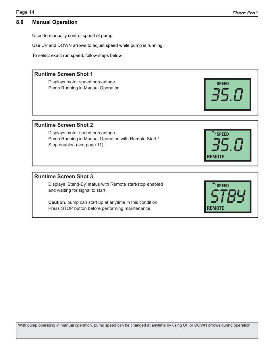 Stby | Blue-White CHEM-PRO C3 ProSeries Diaphragm Pump User Manual | Page 14 / 24