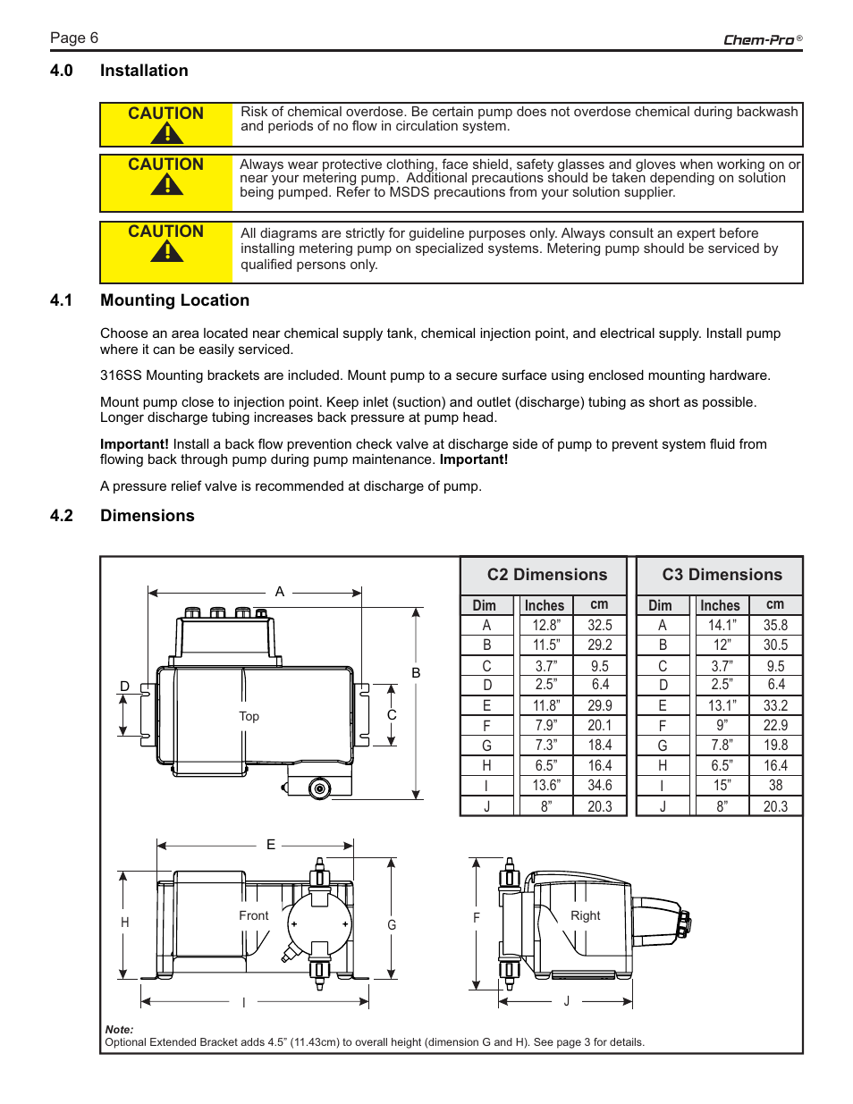 Caution | Blue-White CHEM-PRO C3 ProSeries Diaphragm Pump User Manual | Page 6 / 24