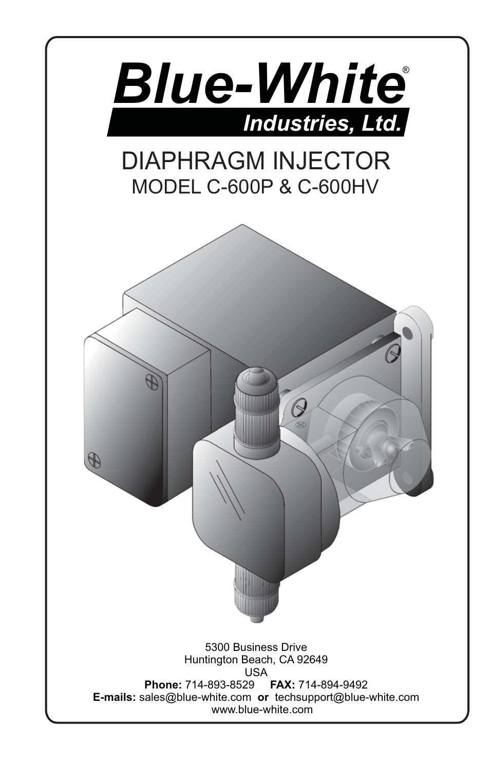 Blue-White C-600P CHEM-FEED Diaphragm Pump User Manual | 16 pages