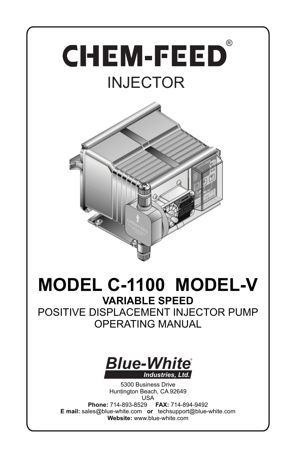 Blue-White C-1100 CHEM-FEED Diaphragm Pump User Manual | 28 pages