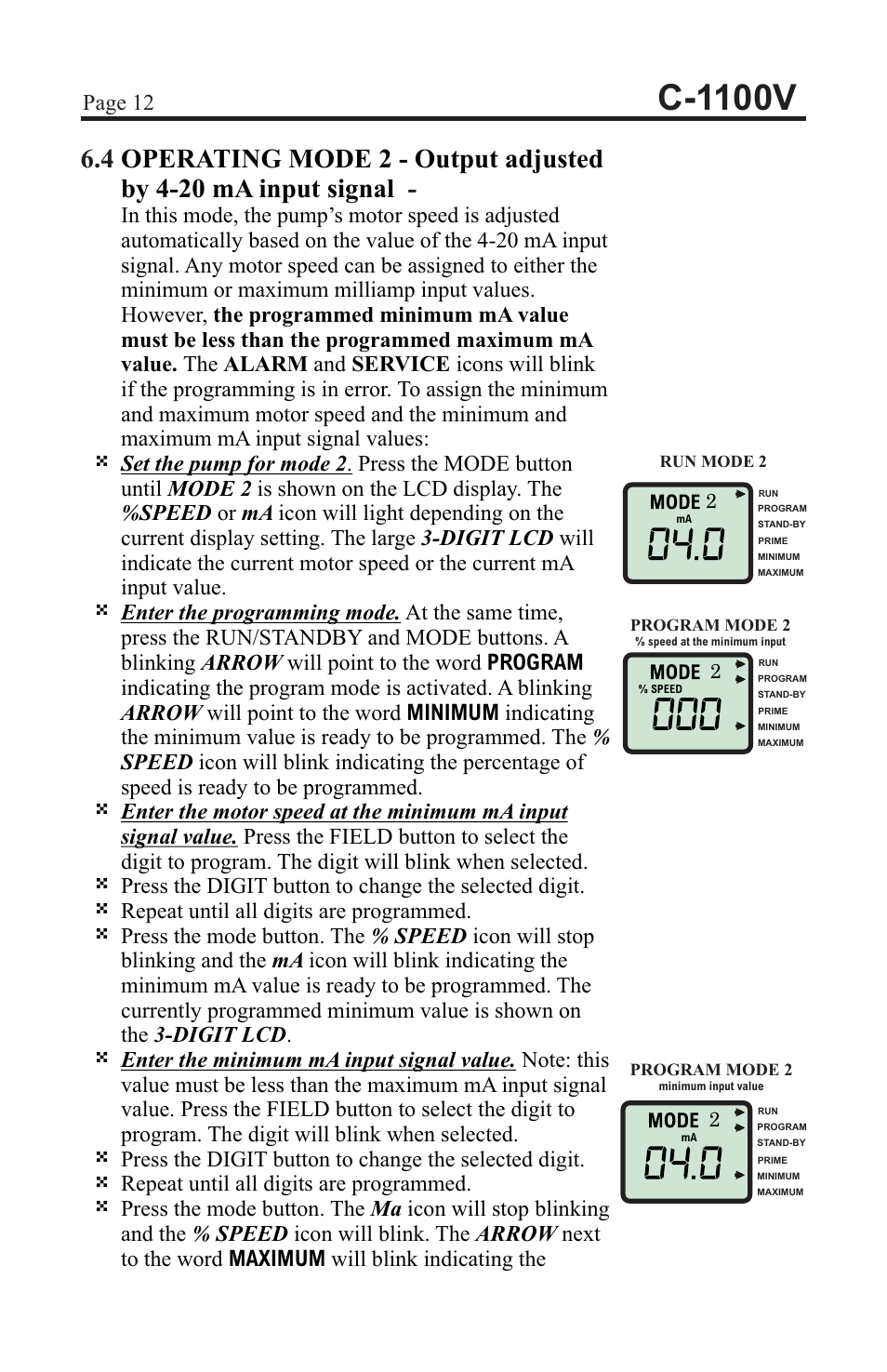 C-1100v, Page 12 | Blue-White C-1100 CHEM-FEED Diaphragm Pump User Manual | Page 12 / 28