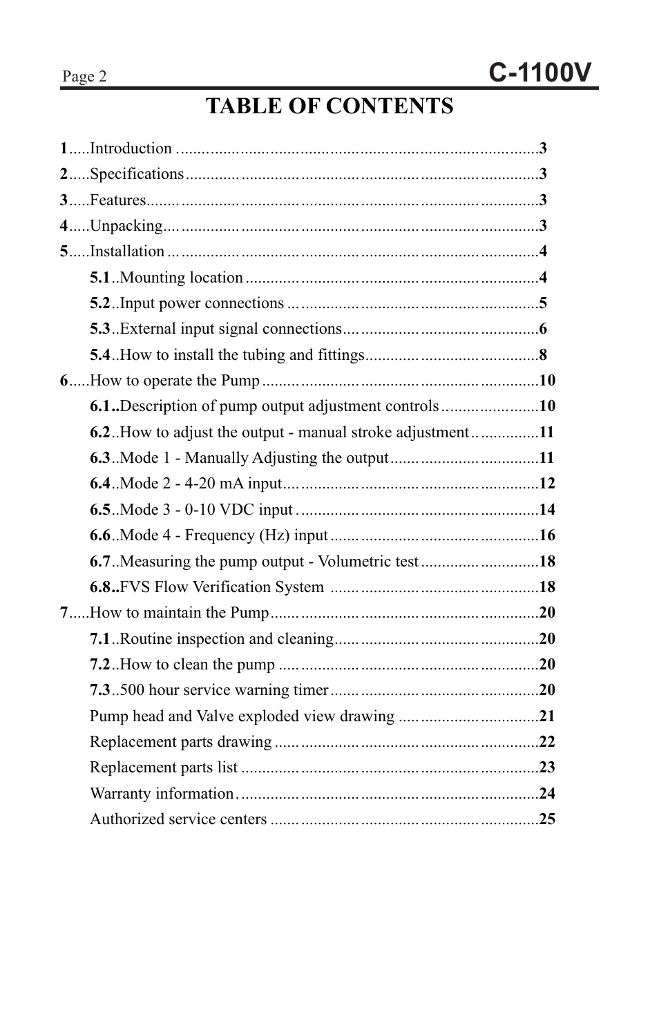 Blue-White C-1100 CHEM-FEED Diaphragm Pump User Manual | Page 2 / 28