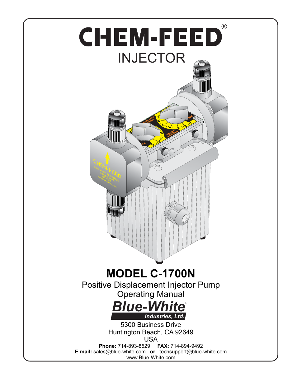 Blue-White C-1700N CHEM-FEED Diaphragm Pump User Manual | 12 pages