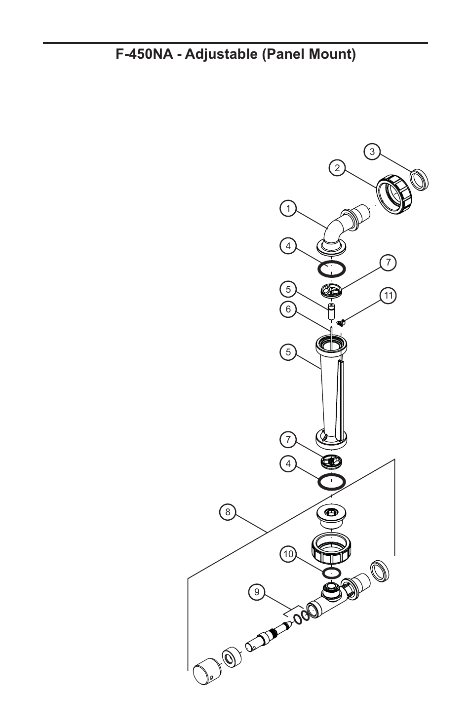 F-450na - adjustable (panel mount) | Blue-White F-450N Polysulfone Molded User Manual | Page 6 / 8