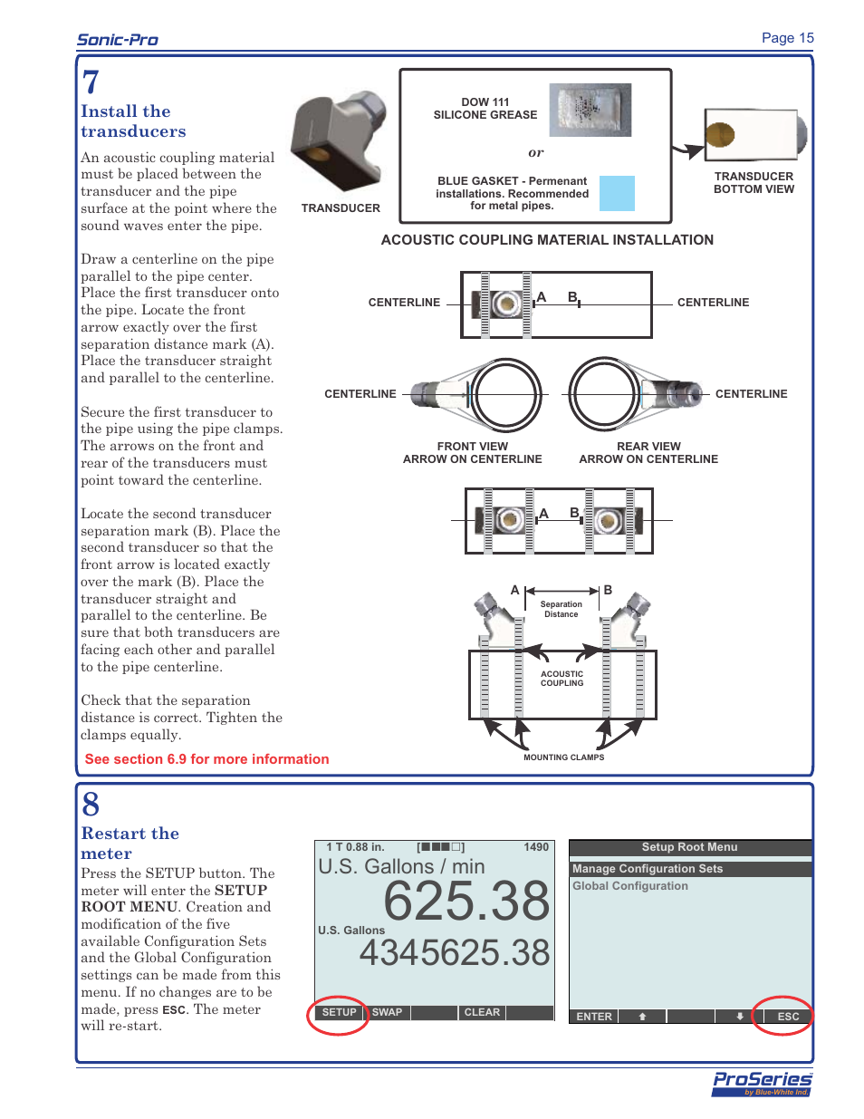 Proseries, U.s. gallons / min, Sonic-pro | Blue-White Sonic-Pro Hybrid Ultrasonic Flowmeters User Manual | Page 15 / 74