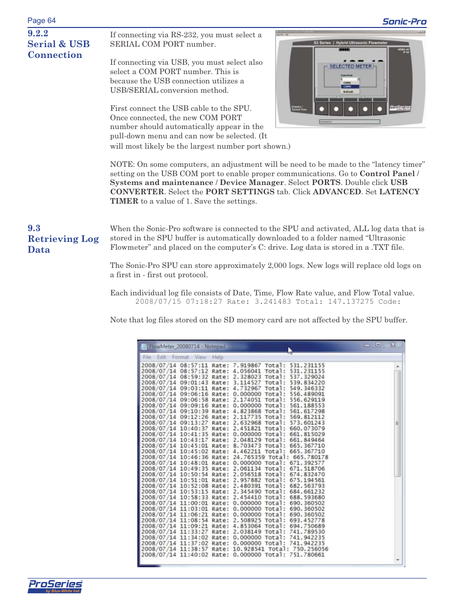 Proseries, Sonic-pro | Blue-White Sonic-Pro Hybrid Ultrasonic Flowmeters User Manual | Page 64 / 74